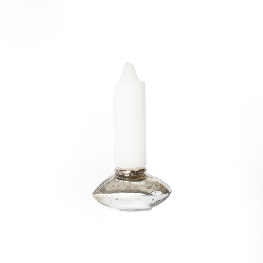 Mercury Glass Heart Candle Holder with Unscented Short Taper