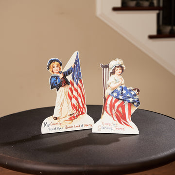 Americana Boy & Girl Vintage Postcard Dummy Boards, Set/2