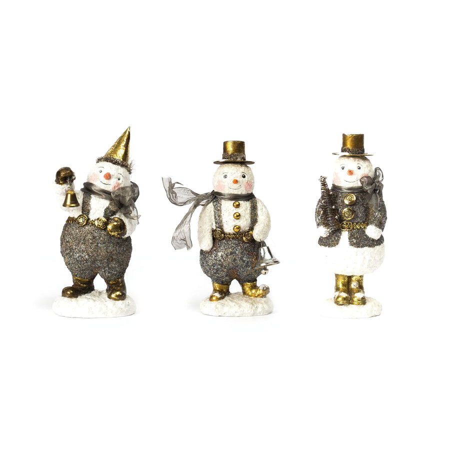 Trio of Gold Hat Snowmen, Set/3